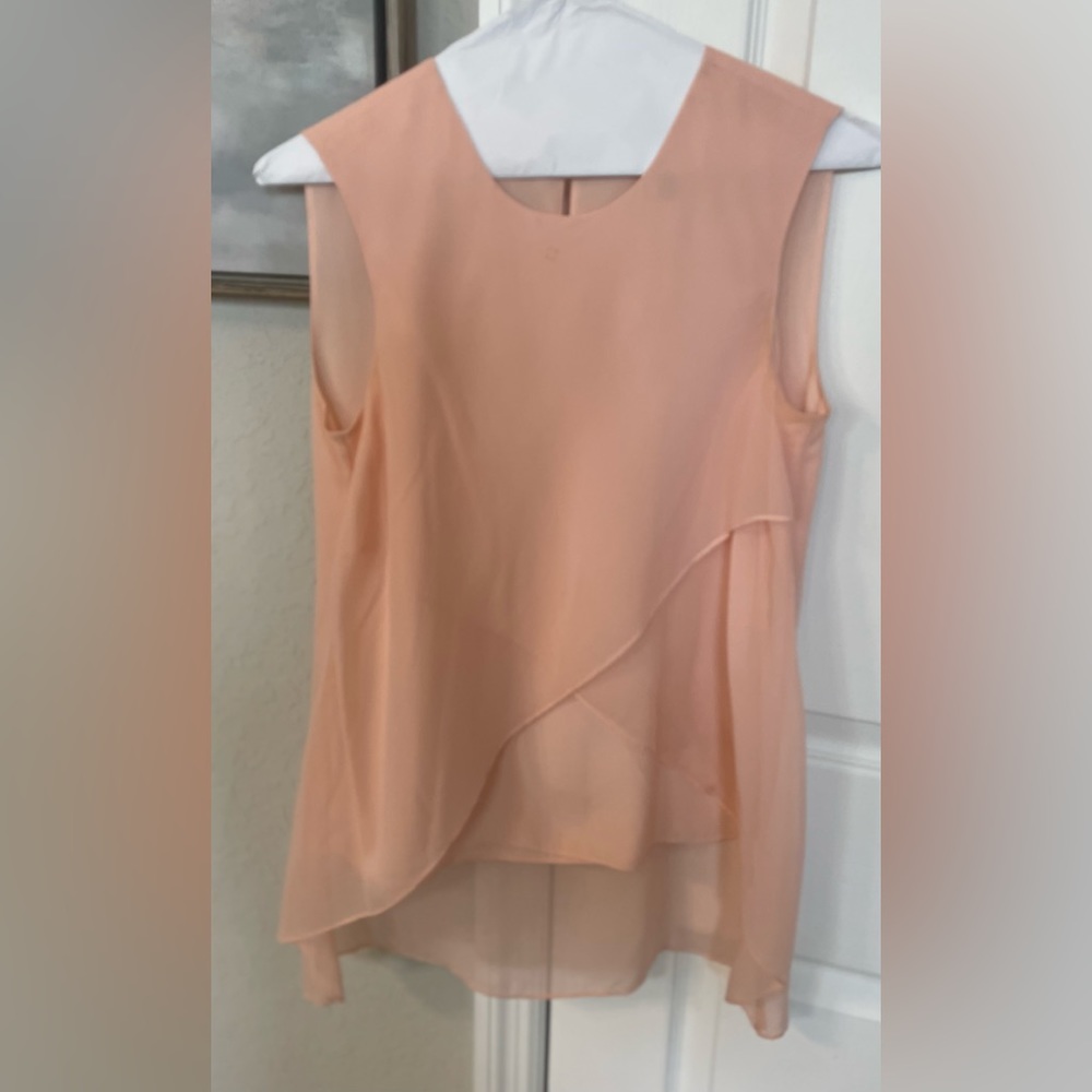 BCBG Max Azaria Lorielle Asymmetrical High/Low Silk Drape Top-Sz XXS-Preowned